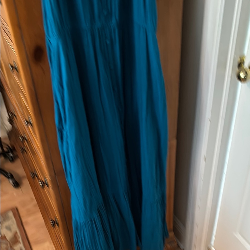 Teal blue cotton Sleeveless long Dress size XXXL - Picture 4 of 8
